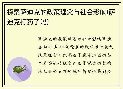 探索萨迪克的政策理念与社会影响(萨迪克打药了吗)